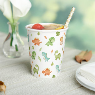 Vasos De Papel Fiesta T-Rex Brontosaurus de Dinosaurios Amigables