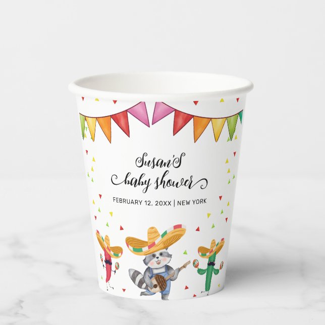 Vasos De Papel Fiesta Taco 'Bout A Baby Cactus Animal Baby Shower (Anverso)