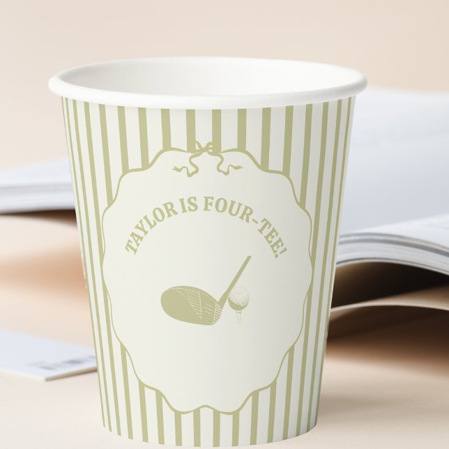 Vasos De Papel Fiesta temática de golf con rayas verdes y crema (Subido por el creador)