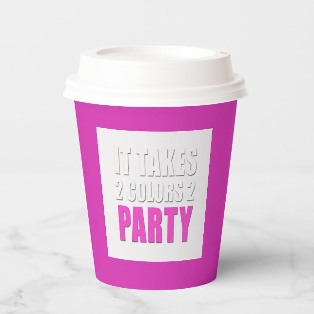 Vasos De Papel Fiesta Toma Dos Colores Blanco Rosa