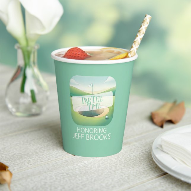 Vasos De Papel Fiesta verde del tema del golf (in situ)