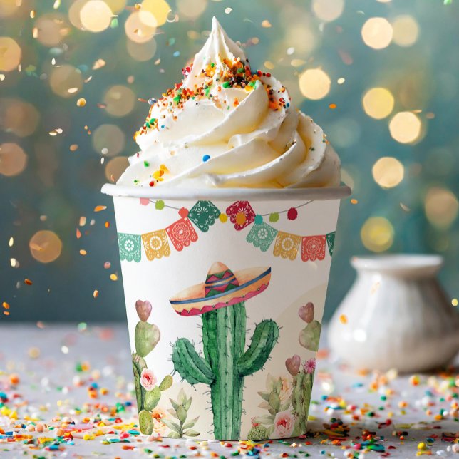 Vasos De Papel Fiesta Watercolor Cactus Fiesta mexicano Succulent (Subido por el creador)
