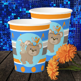 Vasos De Papel Fiesta Wild One Blue Woodland Bear & Bunny