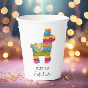 Vasos De Papel Fiesta y divertido Piñata Llama Mexicana Primer Cu