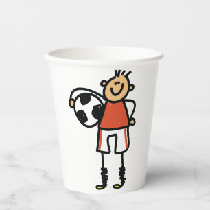 Vasos De Papel Figura de palitos jugador de fútbol