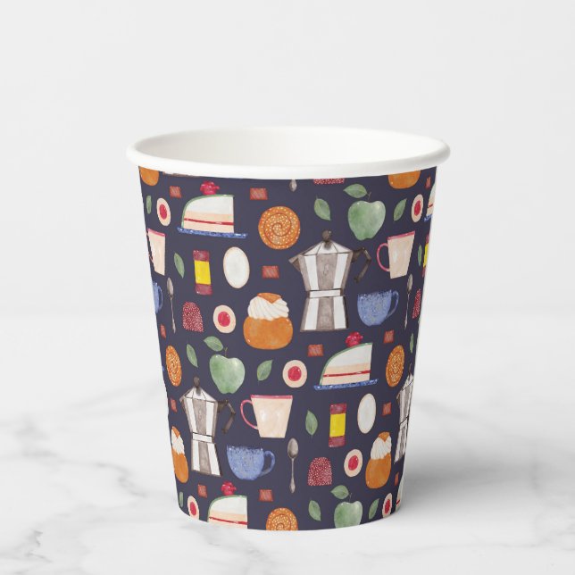 Vasos De Papel Fika (eclipse) - Patrón acuarela (Reverso )