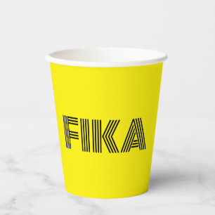 Vasos De Papel Fika sueca amarillo y negro