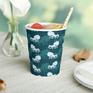 Vasos De Papel Filas Del Patrón Octopus