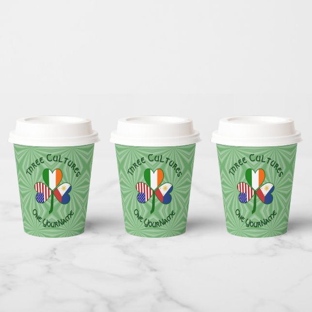 Vasos De Papel Filipino Irish USA Flags Shamrock Personalize Text (Multi)