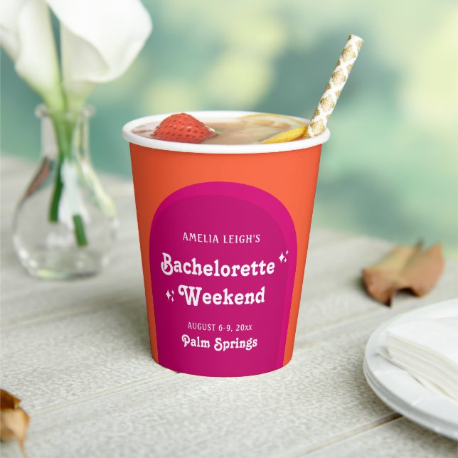 Vasos De Papel Fin de semana de bachillerato rosa y Naranja (in situ)