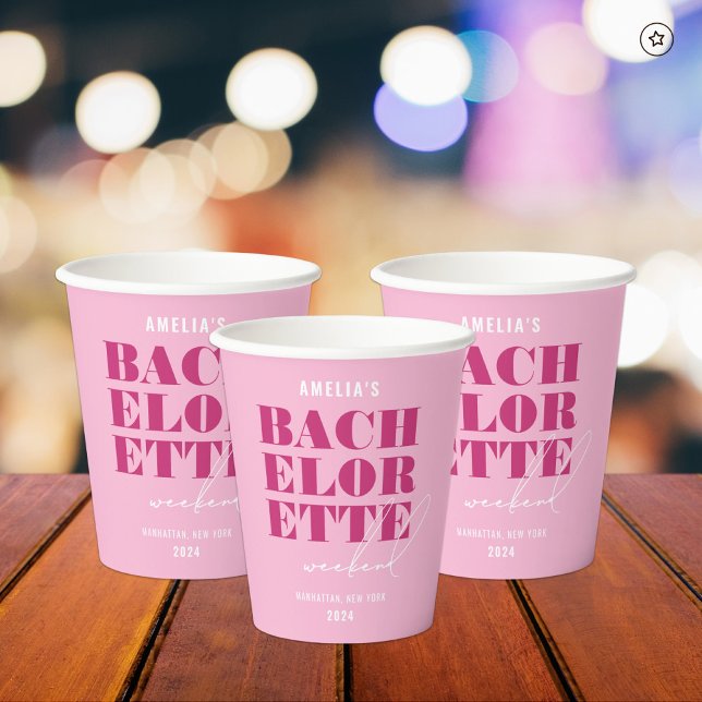 Vasos De Papel Fin de semana de soltera rosa atrevido (Subido por el creador)