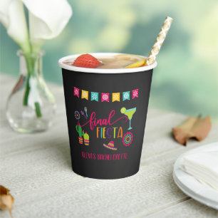 Vasos De Papel Final Fiesta Bachelorette Party Paper Cup - BLK