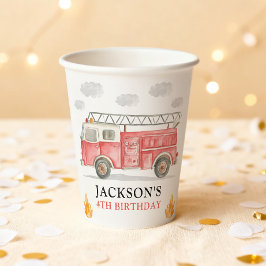 Vasos De Papel Firetruck Calling All Firefigthers Boy Birthday