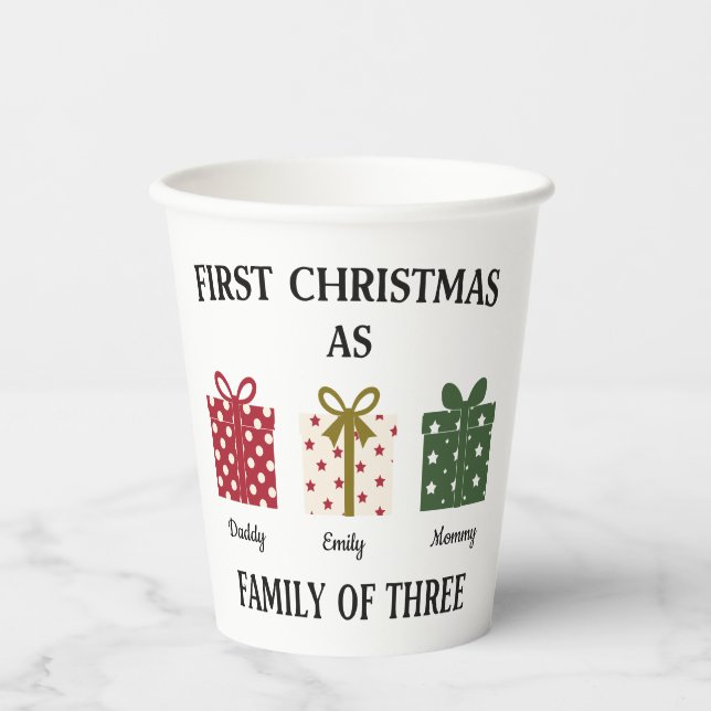 Vasos De Papel First Christmas as Family of 3 Keepsake (Anverso)