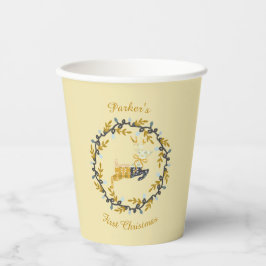 Vasos De Papel First Christmas Deer with Wreath Yellow 