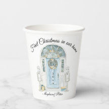 First Christmas In Our Home Watercolor Blue Door