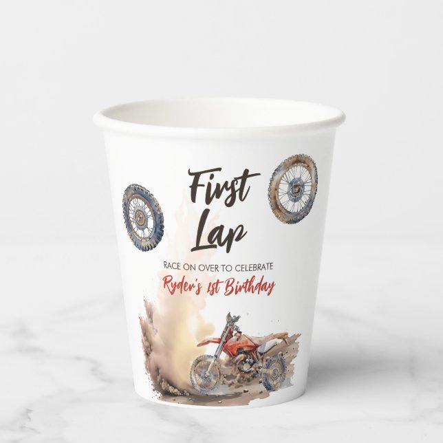 Vasos De Papel First Lap Little Racer 1st Birthday (Anverso)