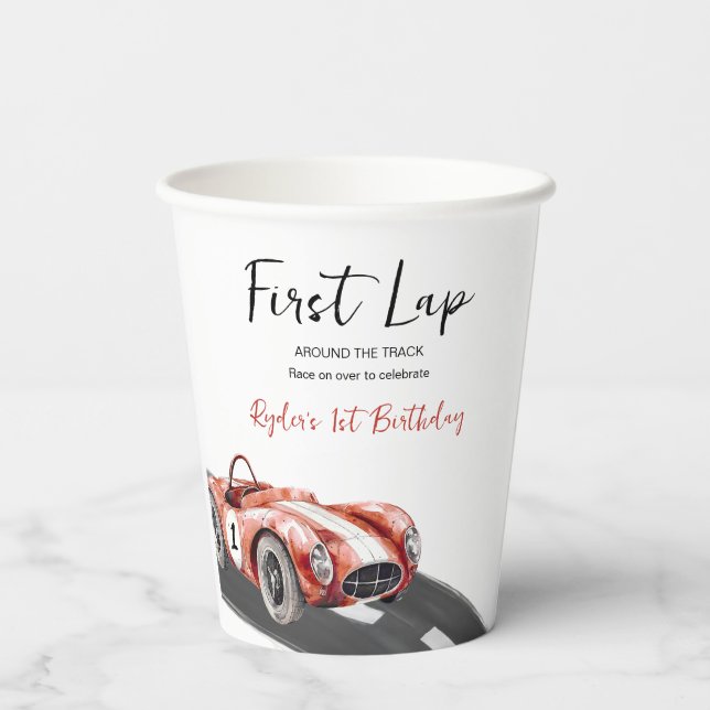 Vasos De Papel First Lap Race Car 1st Birthday  (Reverso )