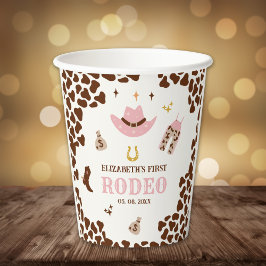 Vasos De Papel First Rodeo Birthday Girl, Cute Cowgirl