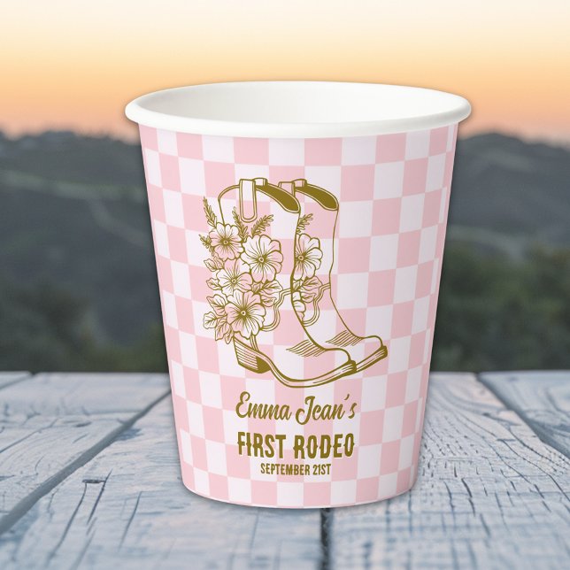 Vasos De Papel First Rodeo Floral Cowboy Boots First Birthday (First Rodeo Floral Cowboy Boots First Birthday Paper Cups)