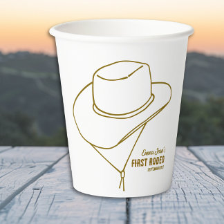 Vasos De Papel First Rodeo Minimalist Cowboy Hat 1st Birthday