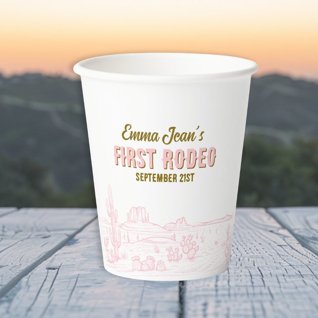 Vasos De Papel First Rodeo Pink Cactus Cowgirl 1st Birthday (First Rodeo Pink Cactus Cowgirl 1st Birthday Paper Cups)