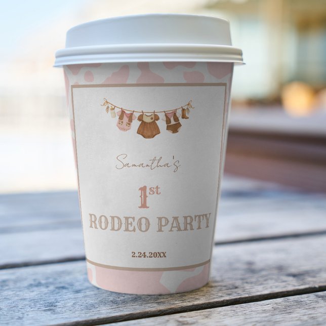 Vasos De Papel First Rodeo Pink Cowgirl Western Birthday (First Rodeo Birthday Party Paper Cup)