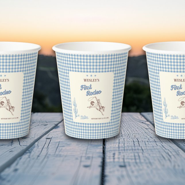 Vasos De Papel First Rodeo Western Cowboy 1st Birthday Party (First Rodeo Western Cowboy 1st Birthday Party Paper Cups)