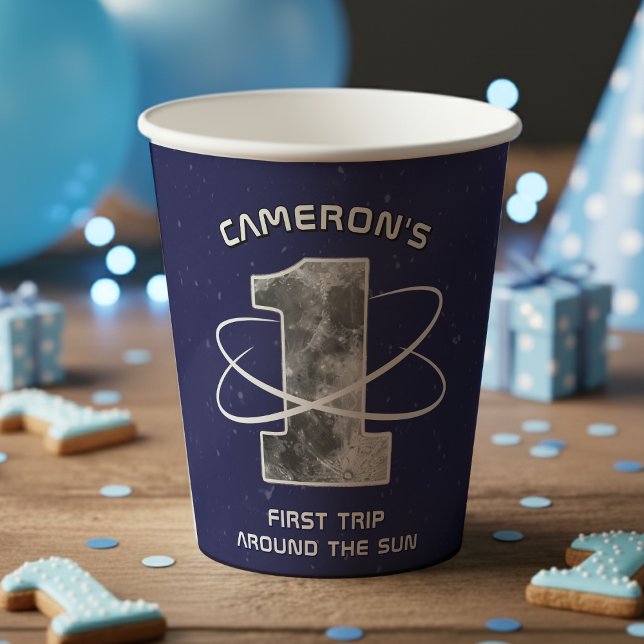 Vasos De Papel First Trip Around the Sun Moon One Birthday Party (Subido por el creador)