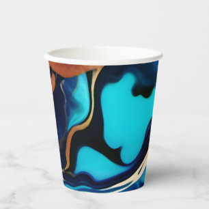 Vasos De Papel Flamante dorado azul trenzado