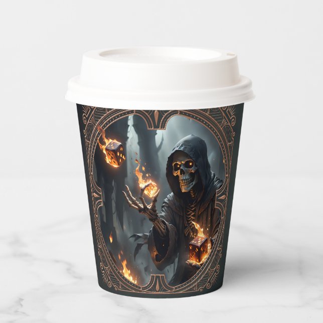 Vasos De Papel Flamas góticas, el guardián de los dados ardientes (Anverso)