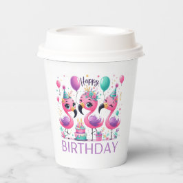 Vasos de papel flamencos Feliz Cumpleaños