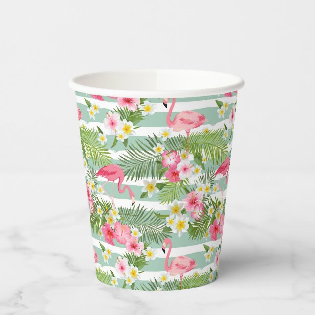 Vasos De Papel Flamencos Y Rayas (Izquierda)