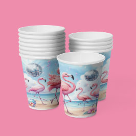 Vasos De Papel Flamingo Birthday Beach Fiesta