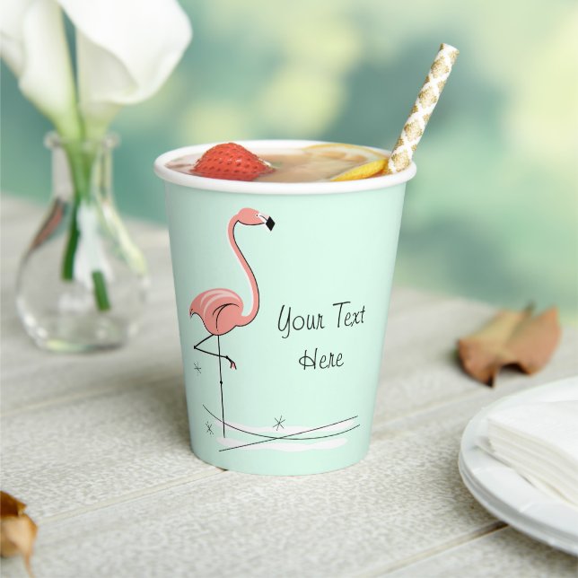 Vasos De Papel Flamingo Ocean Aqua Textos (in situ)