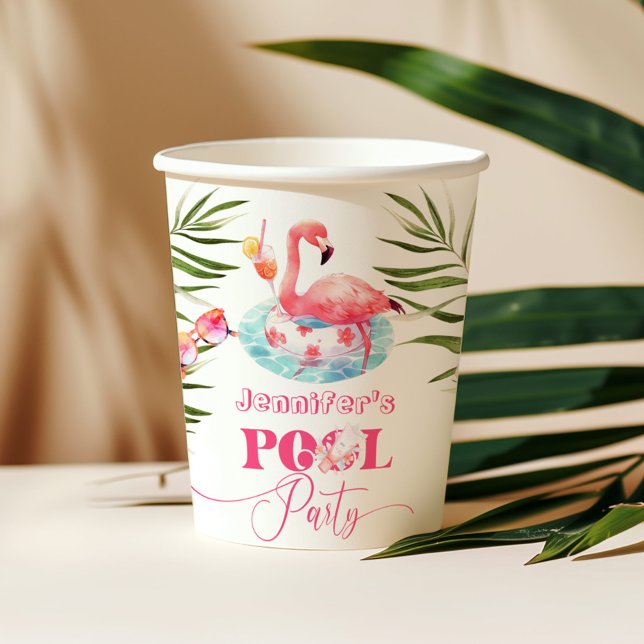 Vasos De Papel Flamingo pool fiesta chica rosa cumpleaños (Subido por el creador)