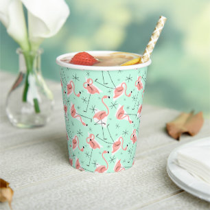 Vasos De Papel Flamingo Retro Green Multi