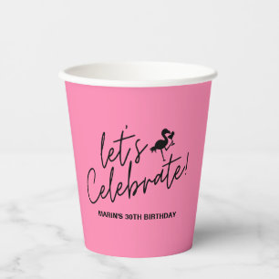 Vasos De Papel Flamingo Rosa Tropical Celebremos Cumpleaños