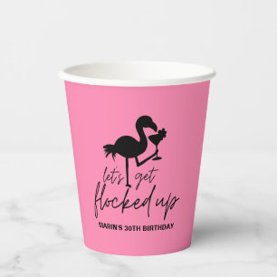 Vasos De Papel Flamingo Rosado Frenado Cumpleaños Tropical