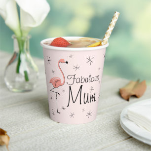 Vasos De Papel Flamingos Mamá rosa fabulosa