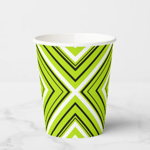 Vasos De Papel Flechas en verde limón, negro y blanco