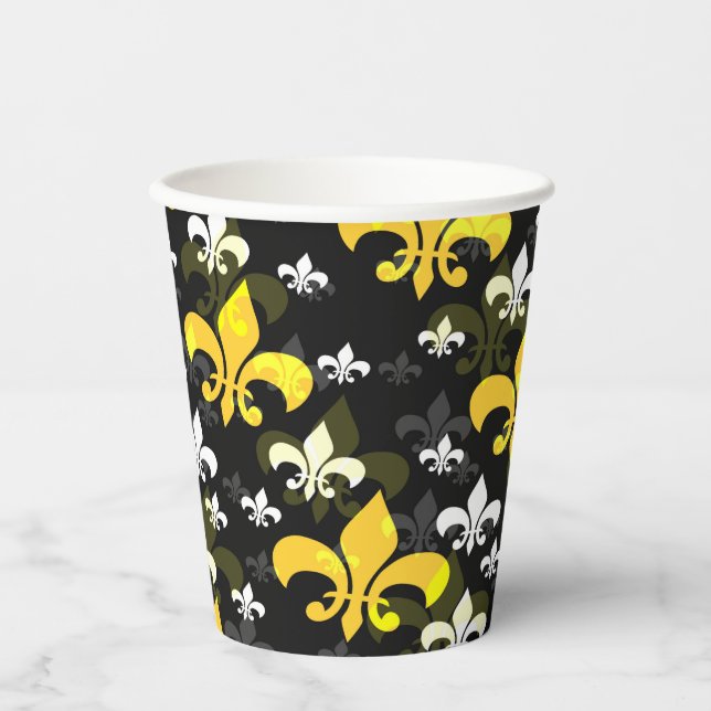 Vasos De Papel Fleur Blanco Amarillo De Lis (Anverso)