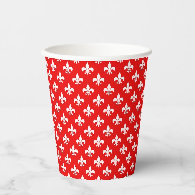 Vasos De Papel Fleur-de-lis blanco rojo (Anverso)