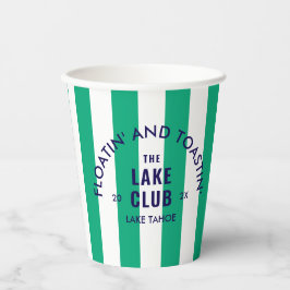 Vasos De Papel Floatin' Y Toastin' The Lake Club Green Stripe