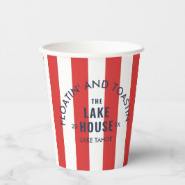 Vasos De Papel Floatin' Y Toastin' The Lake House Red Stripe