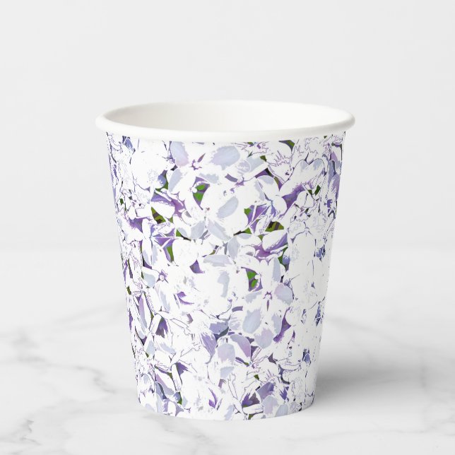 Vasos De Papel Flor acuarela ramo de hortensias. (Anverso)