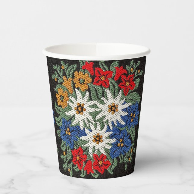 Vasos De Papel Flor alpina suiza Edelweiss  (Izquierda)