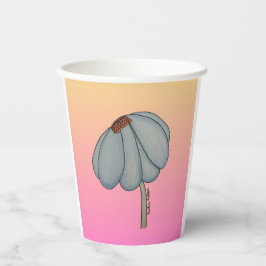 Vasos De Papel Flor azul con fondo rosa