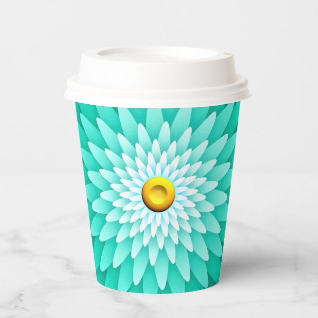 Vasos De Papel Flor azul Mandala-68566 (Anverso)