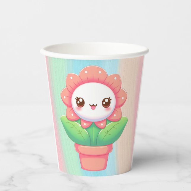 Vasos De Papel Flor caprichosa en la olla (Anverso)